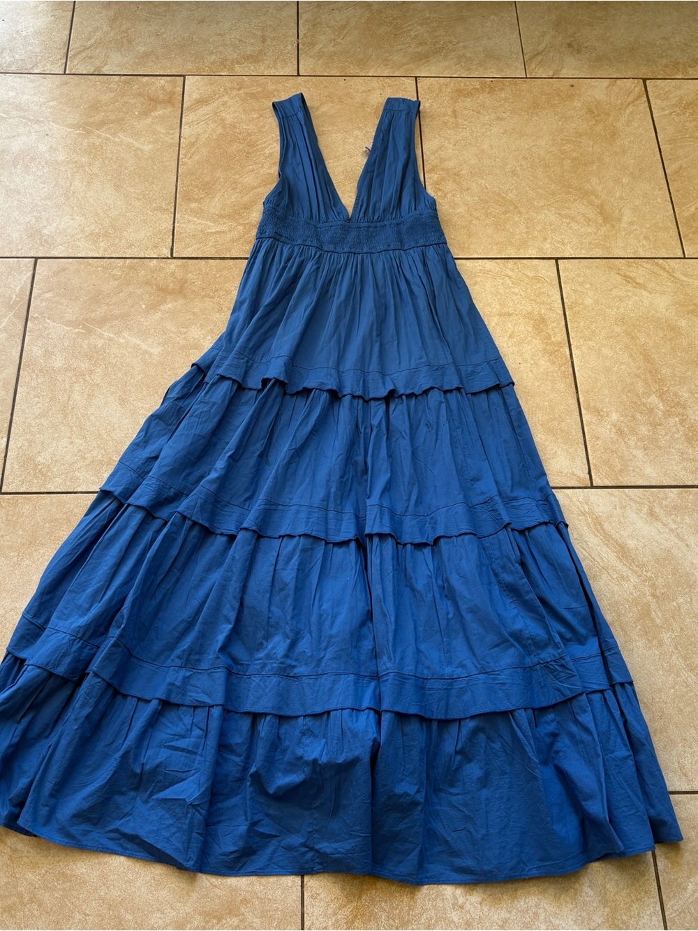 Chelsea28 Deep Blue Tiered V-Neck Maxi Dress